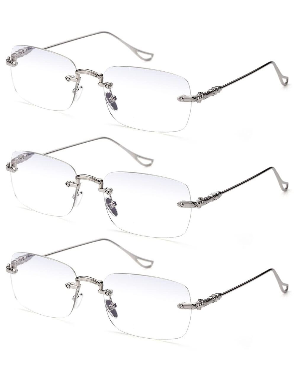 TERAISE 3Packs Frameless Metal Reading Glasses For Men/Women Blue Light Blocking